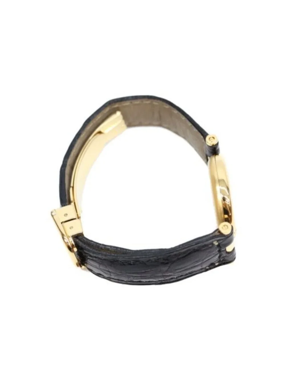 Cartier 925 Must Vende Mevermeil SM Arabic Silver Dial Quartz Black Leather
